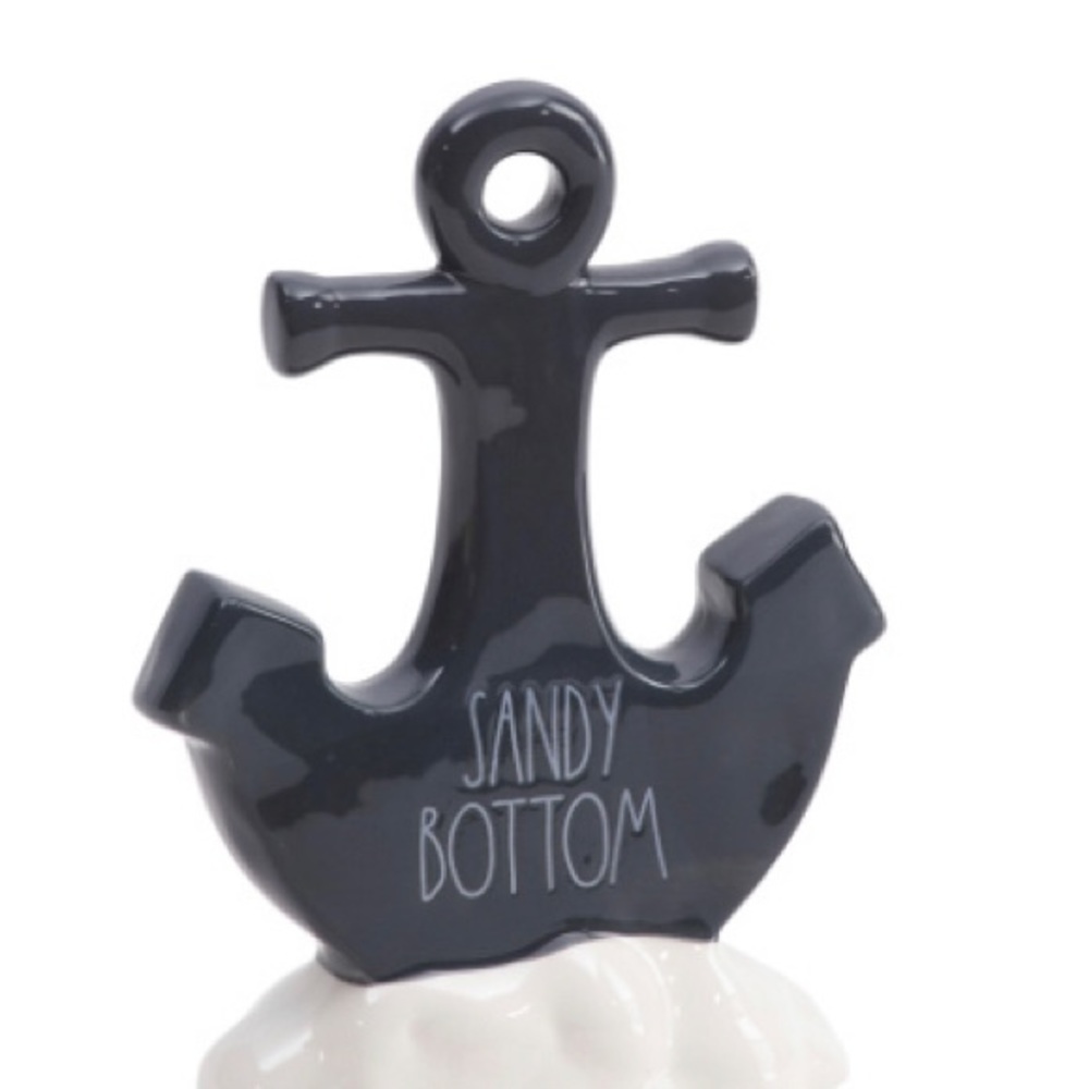 NEW! Nautical “Sandy Bottom” Ceramic Rae Dunn anchor decor. 7”,